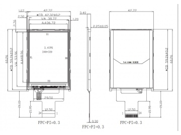 2.4寸, 240x320, 200亮度, 24pins, CPU接口, LT268A, 路为液晶模组