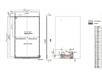 10.1寸, 800x1280, 280亮度, 40pins, LVDS接口,  路为液晶模组