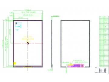 10.1寸, 800x1280, 280亮度, 40pins, MIPI接口, 路为液晶模组