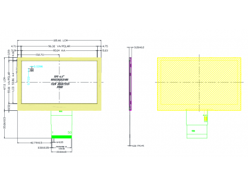 4.3寸, 800*480, 2000亮度, 50pins, TTL接口, 路为液晶模组