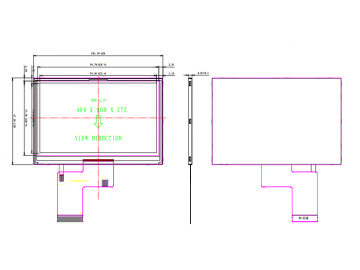 4.3寸480*272, 250亮度, 40pins RGB接口, ST7282, 路为液晶模组