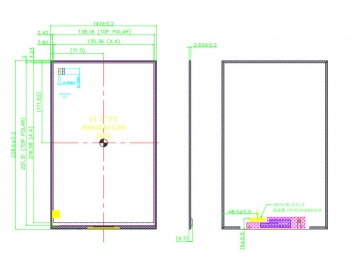 10.1寸, 800*1280, 280亮度, 40pins, MIPI接口, JD9365, 路为液晶模组