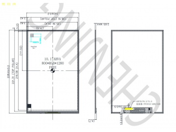 10.1寸, 800*1280, 280亮度, 40pins, MIPI接口, 路为液晶模组