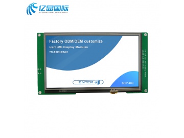 亿显国际 7.0寸串口显示屏, 电阻触摸, 800*480, TTL/UART接口, HMI, UI图形设计（工业、家电、玩具、医疗类用TFT液晶显示屏）