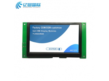 亿显国际, 4.3寸串口显示屏, 电容触摸, 480*272, TTL/UART接口, HMI, UI图形设计（工业、家电、玩具、医疗类用TFT液晶显示屏）
