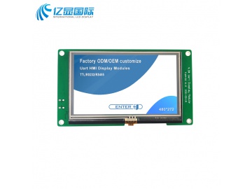 亿显国际 4.3寸串口显示屏, 480*272, IPS, 电阻触摸 TTL/UART接口, HMI, UI图形设计（工业、家电、玩具、医疗类用TFT液晶显示屏）