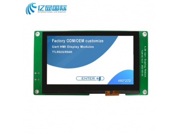亿显国际 4.3寸串口显示屏, 480*272, TN, 电容触摸 TTL/UART接口, HMI, UI图形设计（工业、家电、玩具、医疗类用TFT液晶显示屏）