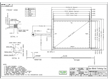6.4英寸AMT四线电阻式触摸屏9525, 工业控制系统, FPC/ZIF