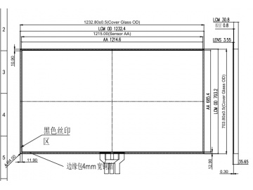 55寸TFT液晶显示模组 3840*2160 IPS液晶屏 500亮度 51PINS V-by-One 工业液晶屏
