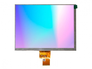 8寸, 1024x768, 600亮度, 40pins TTL, 3.4厚度, IPS组装液晶模组