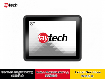 飞帆泰8寸电容触摸显示器 1920x1080 全贴合技术, 表面防眩光, 10指多点触控, USB触控接口, 支持Windows /Android/Linux/mac系统, 正面IP65, 背面IP4
