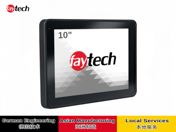 飞帆泰10寸电容触摸显示器 1920x1080 全贴合技术, 表面防眩光, 10指多点触控, USB触控接口, 支持Windows /Android/Linux/mac系统, 正面IP65, 背面IP