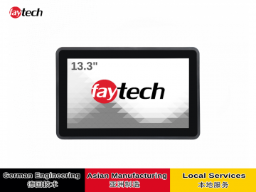 飞帆泰13.3寸电容触摸显示器 1920x1080 全贴合技术, 表面防眩光, 10指多点触控, USB触控接口, 支持Windows /Android/Linux/mac系统, 正面IP65, 背面