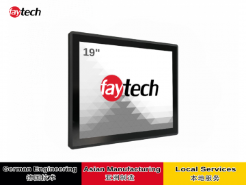 飞帆泰19寸电容触摸显示器 1280*1024 全贴合技术, 表面防眩光, 10指多点触控, USB触控接口, 支持Windows /Android/Linux/mac系统, 正面IP65, 背面IP