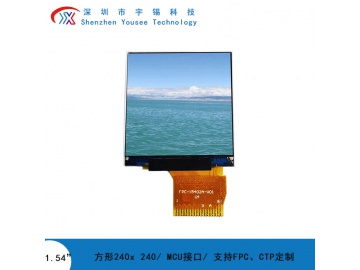 宇锡1.54寸方形液晶模组240x240, 250亮度, 18pins MCU 8bit接口, ST7789V, 方屏全视角显示屏 智能手表屏