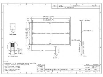 LST10201-K 10.2寸四线电阻触摸屏 F+G 单点触摸 15:9工业电阻触摸屏可搭配友达 群创 京东方工业显示屏