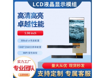 5.98寸TFT液晶显示屏 1440*2560 IPS液晶屏 300亮度 30PIN MIPI 3D打印/投影仪液晶屏 NT35598