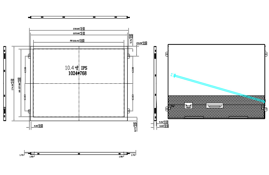 ZX-10.4-1000 10.4寸高亮液晶屏, 1024x768, 1000nits, 全视角液晶模块