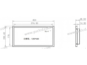 16.4寸条形广告机, 1280*680, 450NITS广告机 商业显示器 条状液晶显示器 高亮商业显示器 地铁线路标牌