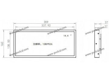 14.4寸条形广告机, 1280*526, 450NITS广告机 商业显示器 条状液晶显示器 高亮商业显示器 地铁线路标牌
