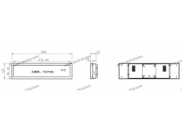 19.1寸条形广告机, 1920*388, 450NITS广告机 商业显示器 条状液晶显示器 高亮商业显示器 地铁线路标牌