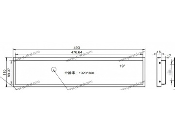 19寸条形广告机, 1920*388, 450NITS广告机 商业显示器 条状液晶显示器 高亮商业显示器 地铁线路标牌