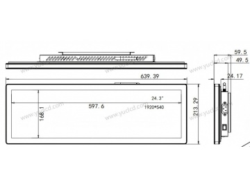 24.31寸条形广告机, 1920*450, 450NITS广告机 商业显示器 条状液晶显示器 高亮商业显示器 地铁线路标牌