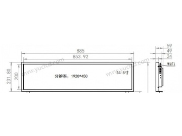 34.5寸壁挂广告机, 1920*450, 450NITS 条状液晶显示器 地铁线路标牌 触摸显示器 户外智能公交站牌 高亮显示器