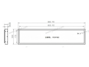 34.3寸壁挂广告机, 1920*382, 450NITS 条状液晶显示器 地铁线路标牌 触摸显示器 户外智能公交站牌 高亮显示器