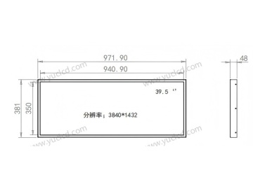 39.5寸壁挂广告机, 3840*1080, 450NITS 条状液晶显示器 地铁线路标牌 触摸显示器 户外智能公交站牌 高亮显示器