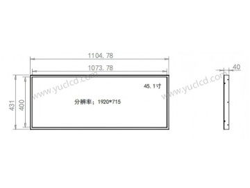 45.1寸壁挂广告机, 1920*751/3840*1502, 450NITS 条状液晶显示器 地铁线路标牌 触摸显示器 户外智能公交站牌 高亮显示器