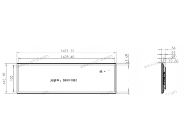 58.4寸壁挂广告机, 1920*540/3840*1080, 450NITS 条状液晶显示器 地铁线路标牌 触摸显示器 户外智能公交站牌 高亮显示器