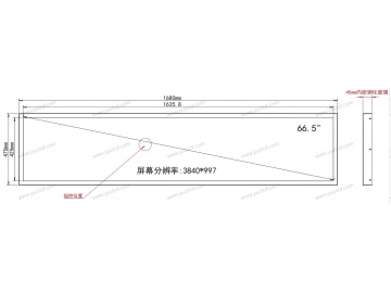 66.5寸壁挂广告机, 3840*997, 450NITS 条状液晶显示器 地铁线路标牌 触摸显示器 户外智能公交站牌 高亮显示器