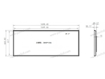 69.3寸壁挂广告机, 3840*1436, 450NITS 条状液晶显示器 地铁线路标牌 触摸显示器 户外智能公交站牌 高亮显示器