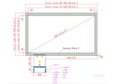 23.6寸电容式触摸屏液晶显示器触摸屏USB接口应用于机器人、军工、车载、医疗、工业等行业