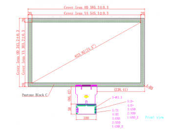 24.5寸电容式触摸屏液晶显示器触摸屏USB接口应用于机器人、军工、车载、医疗、工业等行业