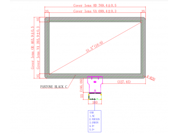 31.5寸电容式触摸屏液晶显示器触摸屏USB接口应用于机器人、军工、车载、医疗、工业等行业