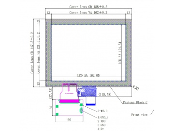 8寸触摸屏模组 1024*768 580亮度 40PINS LVDS TM080TDGP01-00 显示模组 框贴模组 带电容触摸