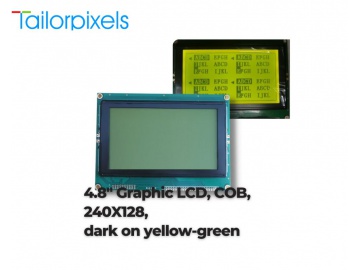 240x128 图形显示器, STN LCD, COB显示器, UCI6963, 8080 8BIT, 黄绿膜STN, 工控设备