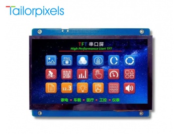 7寸串口液晶显示屏, 高亮UART屏, TFT TN显示屏, 800x480, 用于工控, 户外