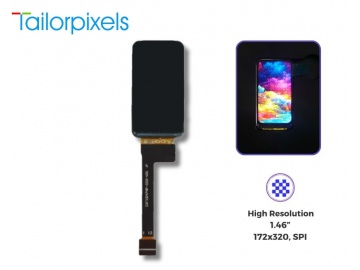 1.46" 竖屏, IPS液晶屏, TFT彩色显示屏, SPI接口, 172x320, 用于商业, 例如电子烟