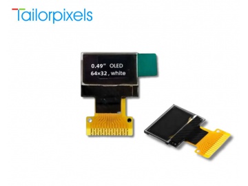 0.49寸OLED, OLED显示器, 64×32 分辨率, I2C接口, SSD1315, 用于医疗或手持式OLED终端