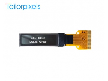 0.63寸OLED, OLED显示器, 120×28 分辨率, I2C接口, SSD1312, 用于医疗或手持式OLED终端