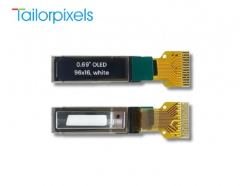 0.69寸OLED, OLED显示器, 96×16 分辨率, I2C接口, SSD1312, 用于医疗或手持式OLED终端