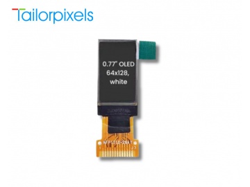 0.77寸OLED, OLED显示器, 64×128分辨率, SPI接口, SSD1312, 用于手持式OLED终端, 录音机, 传感器