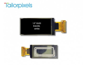 1.3寸OLED, OLED显示器, 高对比度, 64×128分辨率, I2C/SPI接口, SSD1312, 用于手持式OLED终端, 录音机, 传感器