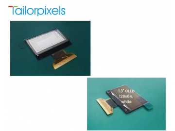 1.3寸OLED, OLED显示器, 高对比度, 128×64分辨率, IIC/SPI/MCU接口, CH1116, 用于手持式OLED终端