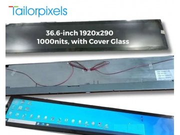 36.6寸 TFT条形显示屏, IPS液晶屏, LVDS接口, 1920x290 分辨率, 高亮1000nits, 用于工业、户外显示器