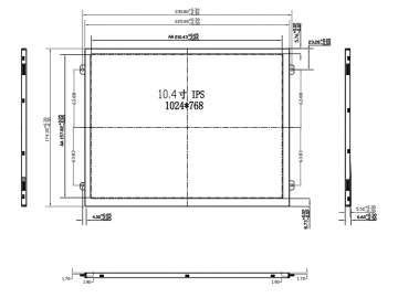 ZXGL-ZE104IA-03D-1000nits 10.4寸 1024x768 1000亮度 LVDS接口 工业 宽温屏模组