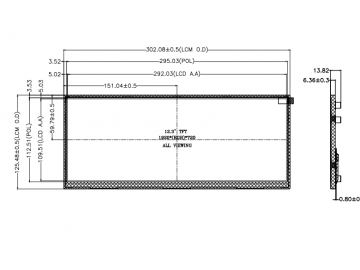 车载显示屏 12.3Inch 1920X720 TFT LCD Module 1000cd/m2 高亮 户外使用